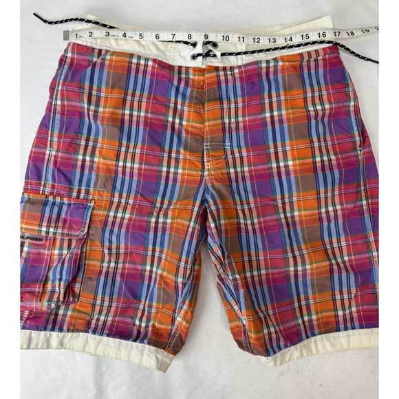 Twee Plaid Tommy Hilfiger Board Shorts Swim Trunks 2010 Era Men's Medium Retro - Picture 3 of 10